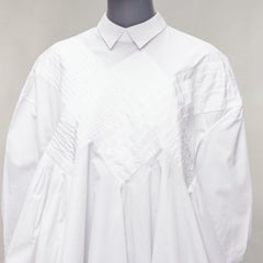 VIKTOR & ROLF white cotton criss cross pleated collared boxy flare shirt IT40 S