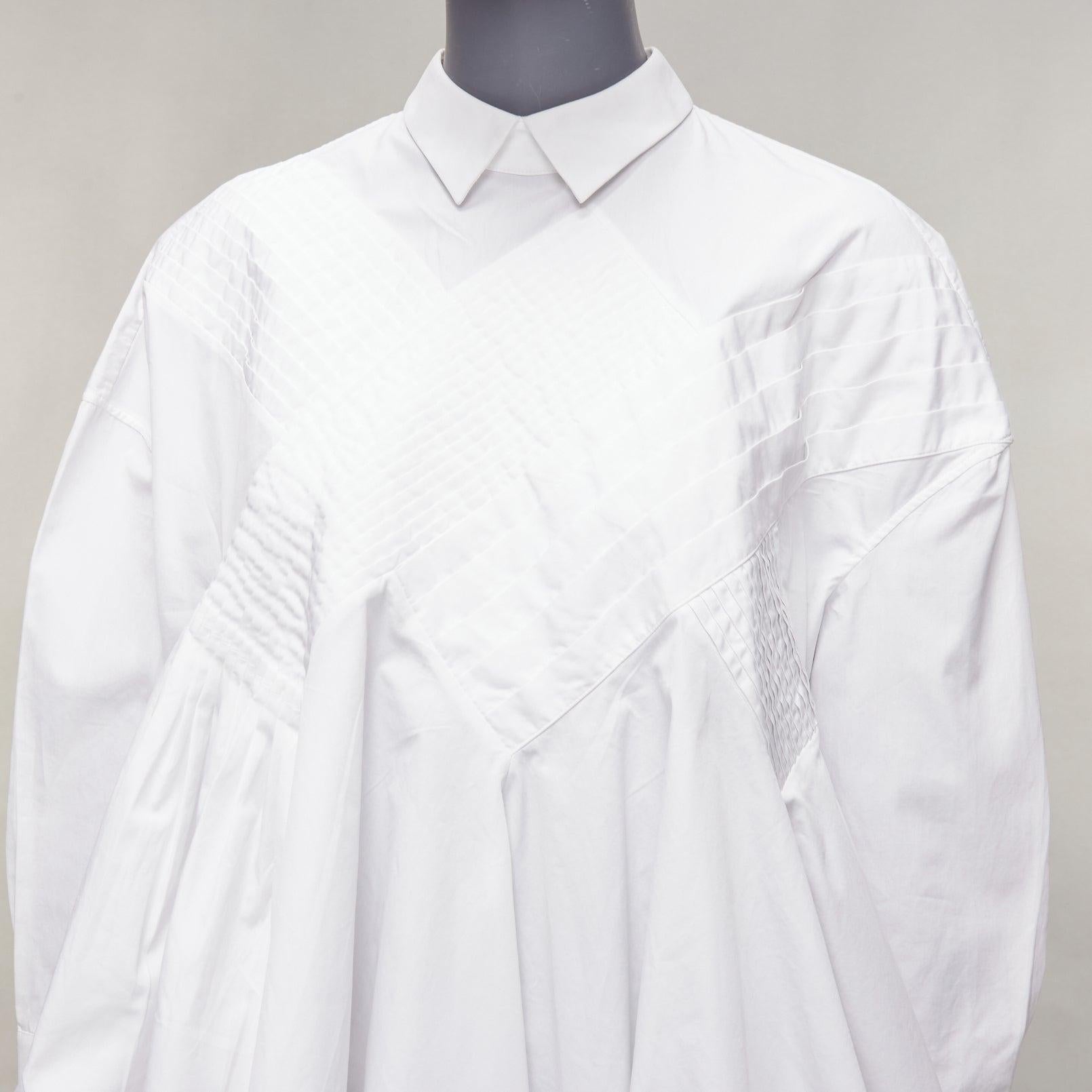 VIKTOR & ROLF white cotton criss cross pleated collared boxy flare shirt IT40 S In Excellent Condition For Sale In Hong Kong, NT