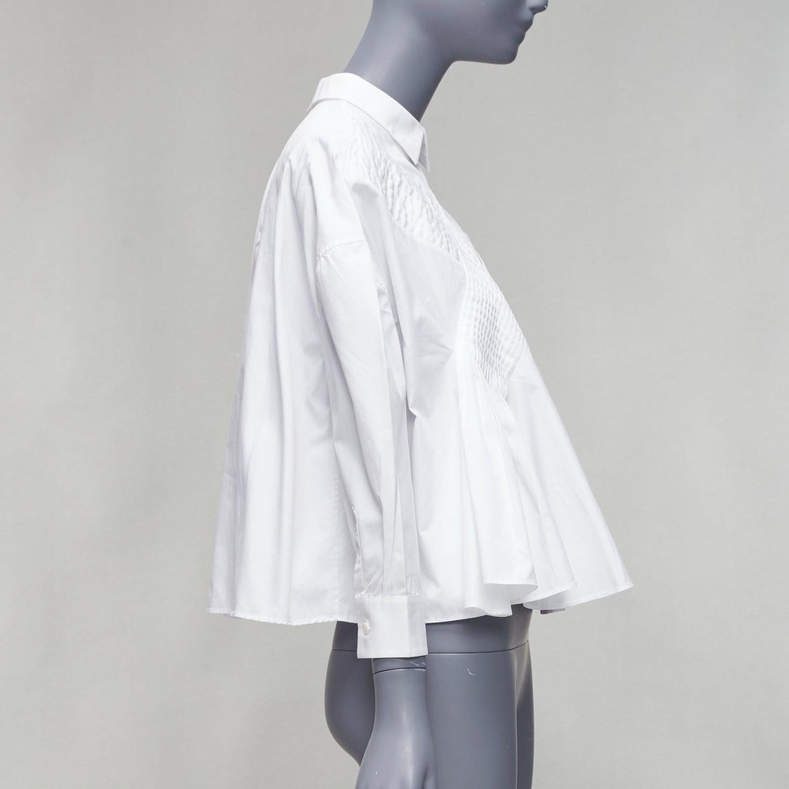VIKTOR & ROLF white cotton criss cross pleated collared boxy flare shirt IT40 S In Excellent Condition For Sale In Hong Kong, NT