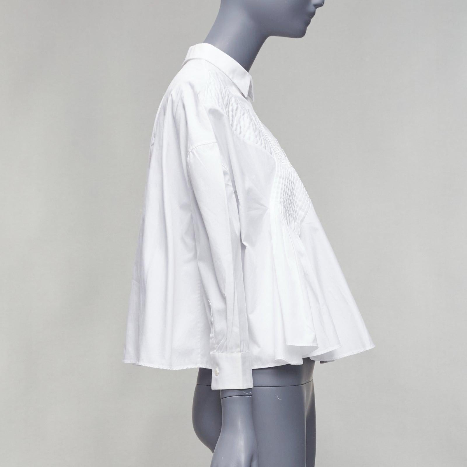 Women's VIKTOR & ROLF white cotton criss cross pleated collared boxy flare shirt IT40 S For Sale