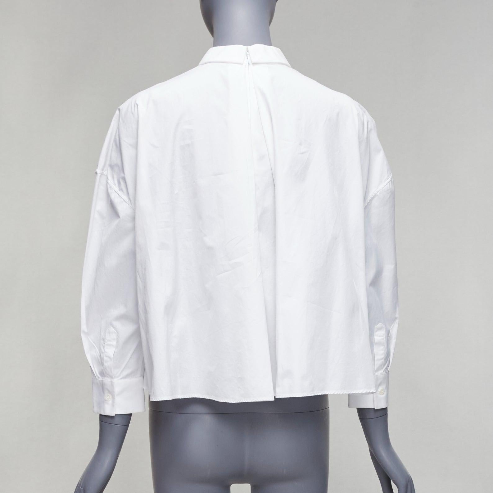 VIKTOR & ROLF white cotton criss cross pleated collared boxy flare shirt IT40 S For Sale 1