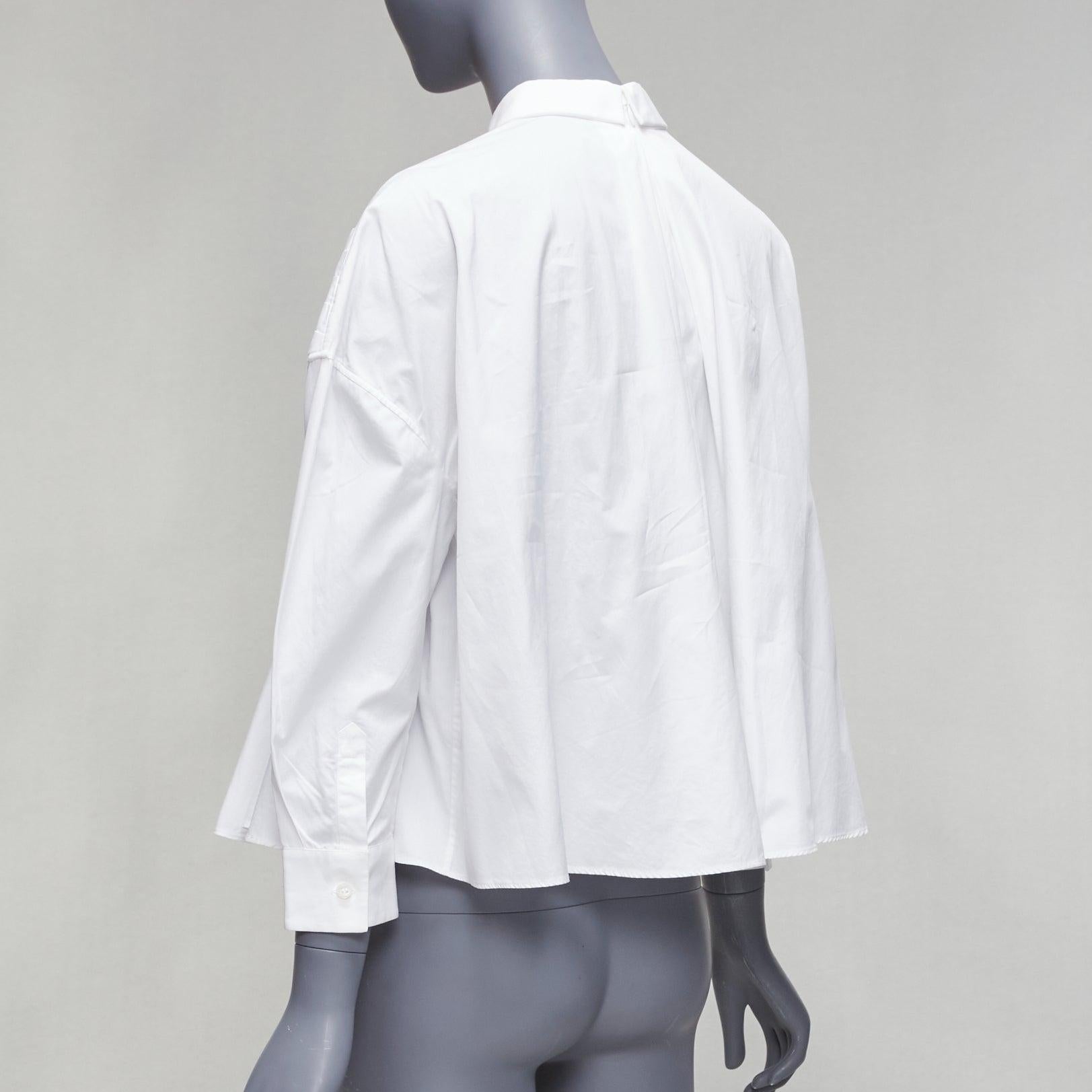 VIKTOR & ROLF white cotton criss cross pleated collared boxy flare shirt IT40 S For Sale 1
