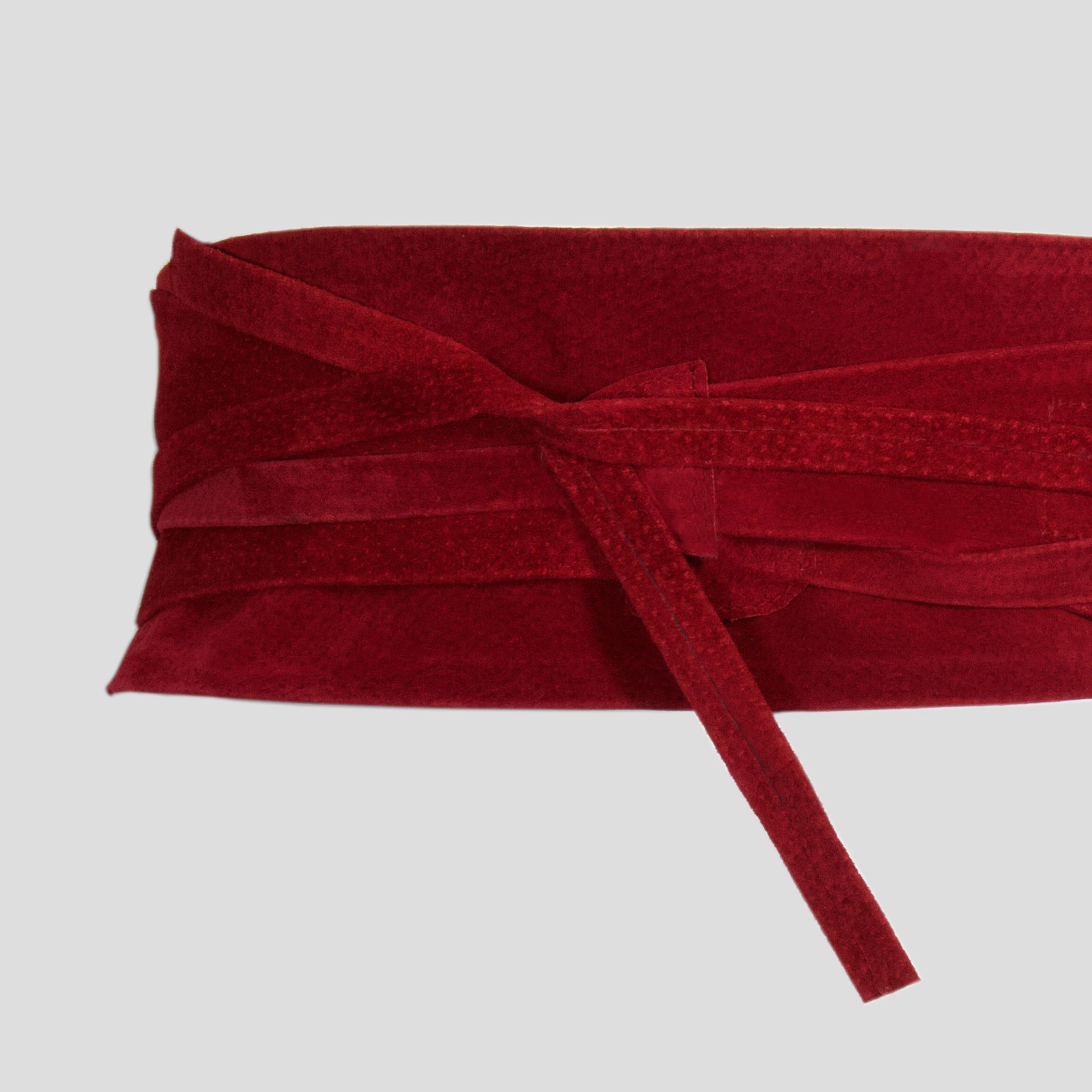 Viktor Sabo - Red Suede - Wrap Belt - Wraparound Tie Detail / Fasten - NEW  1