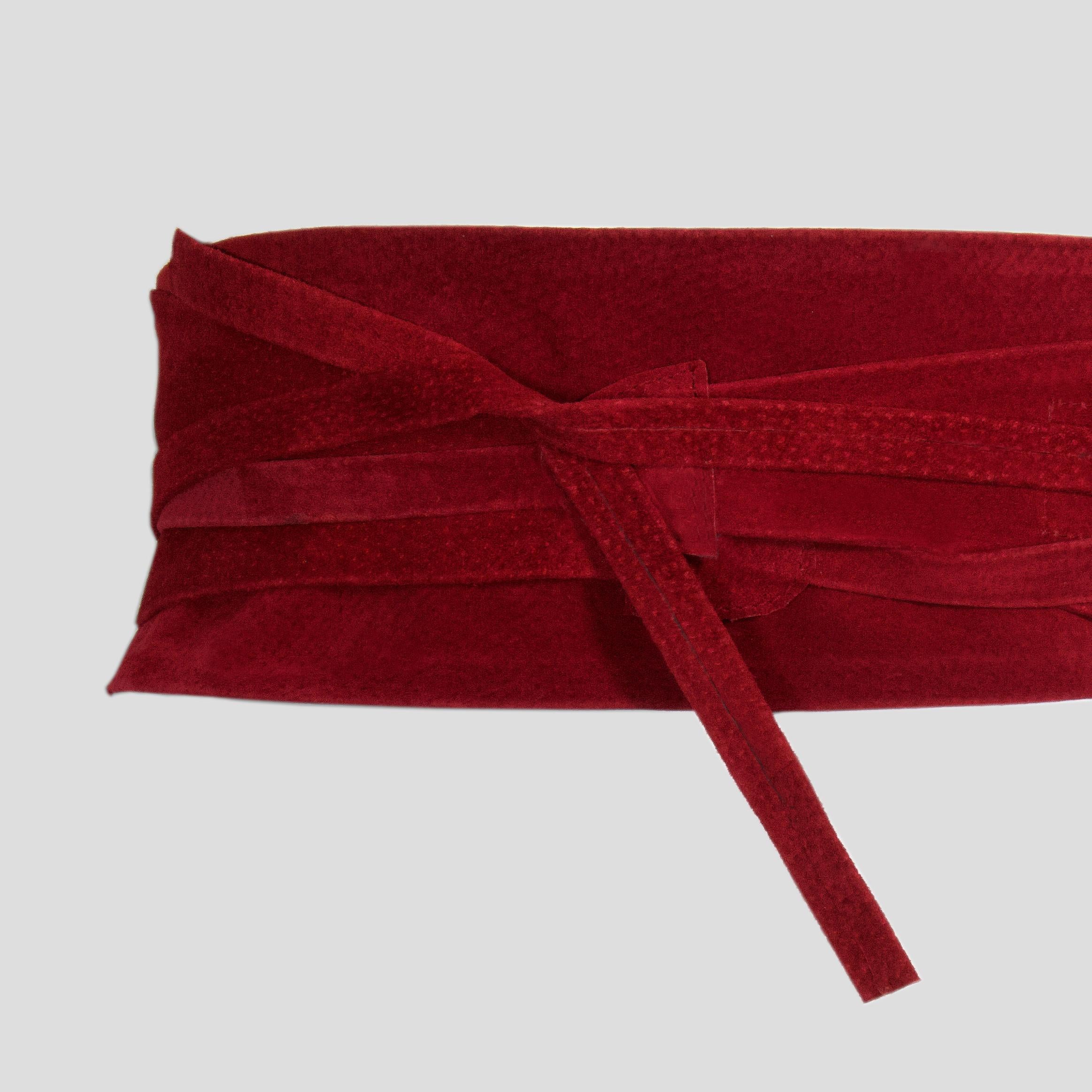 Viktor Sabo - Red Suede - Wrap Belt - Wraparound Tie Detail / Fasten - NEW 1