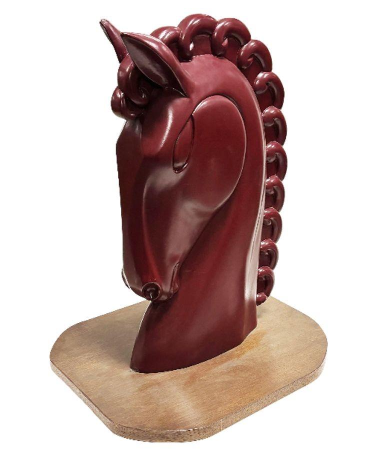 Viktor Schreckengost Styled Fiberglass Horse Bust on Hardwood Base For Sale