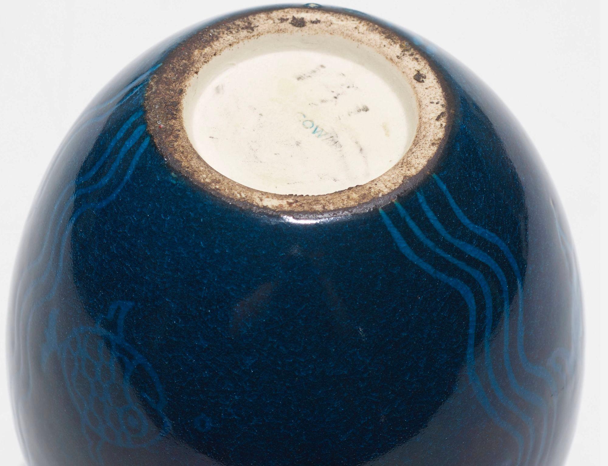 Viktor Schreckengost Vase with Fish Cowan Pottery In Good Condition For Sale In Chicago, IL