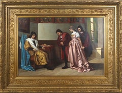 19th Century Historical Genre Signed and Exhibition Label "Petition to the King"