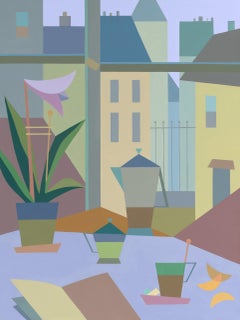 Kubistisches Öl-Stillleben, "The Window to Paris"