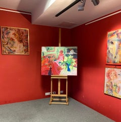 Heat or Jazz with Brian, Figurative Scene Painting, Acrylic on Canvas, 2022