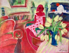 Heat or Jazz with Brian, Figurative Scene Painting, Acrylic on Canvas, 2022