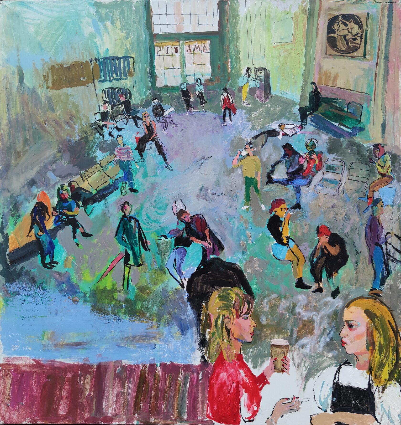 Figurative Painting Viktoriya Kadesnikova -  Break à l'Académie des Arts, 75 x71 cm