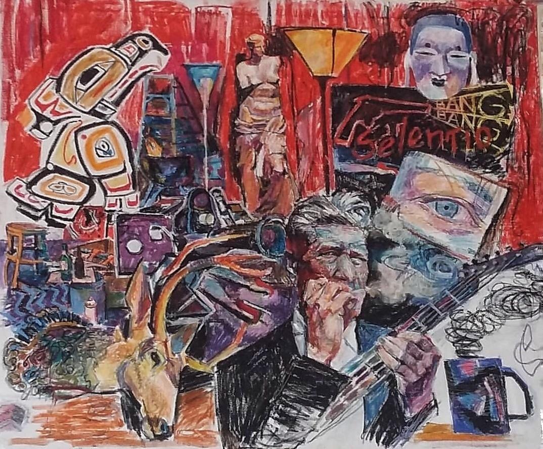 Lynch, 85x100cm, lienzo , lápices de colores al óleo