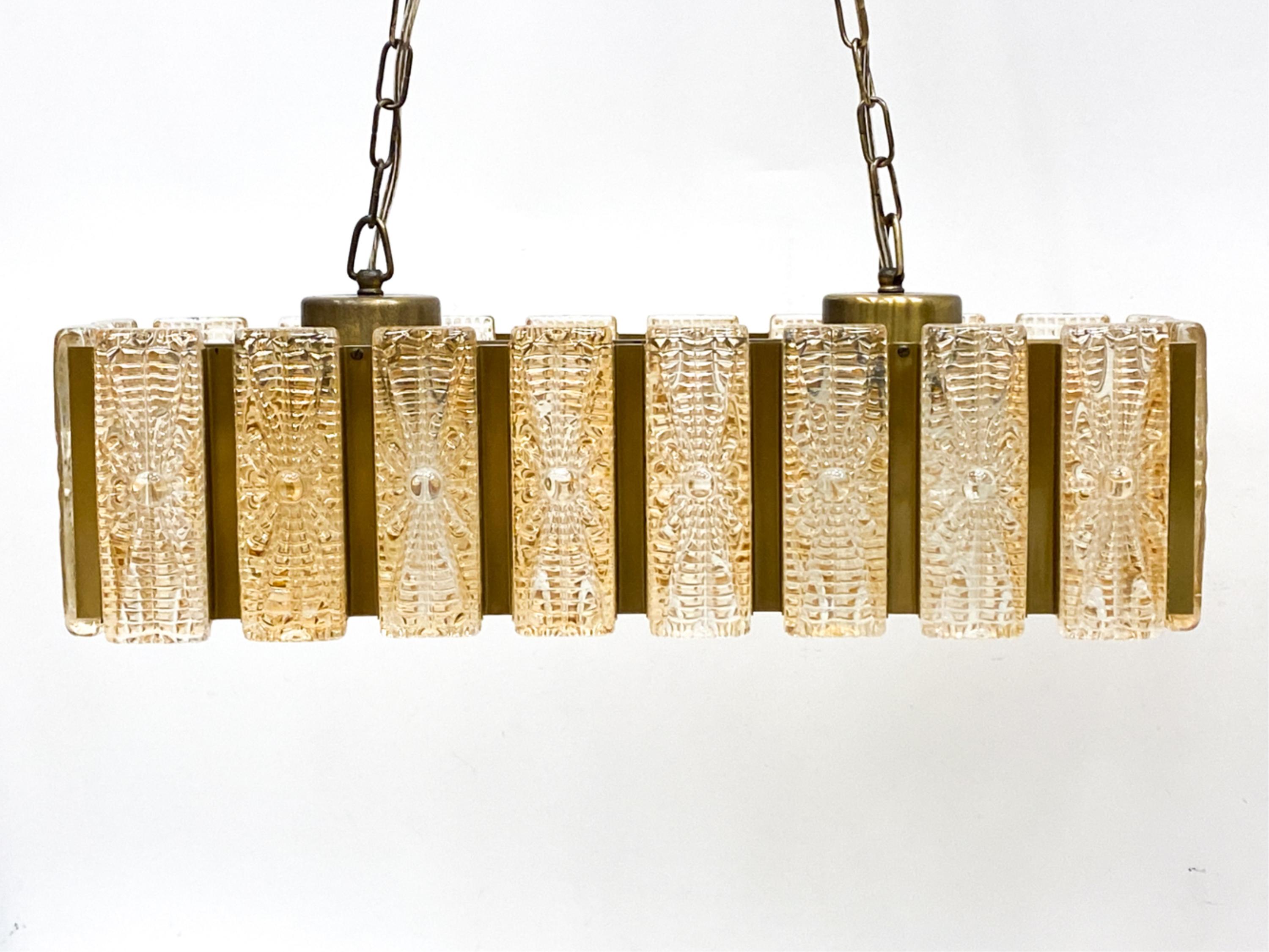 Mid-Century Modern Viktra Danish Brass & Glass Pendant Light C.1960's For Sale