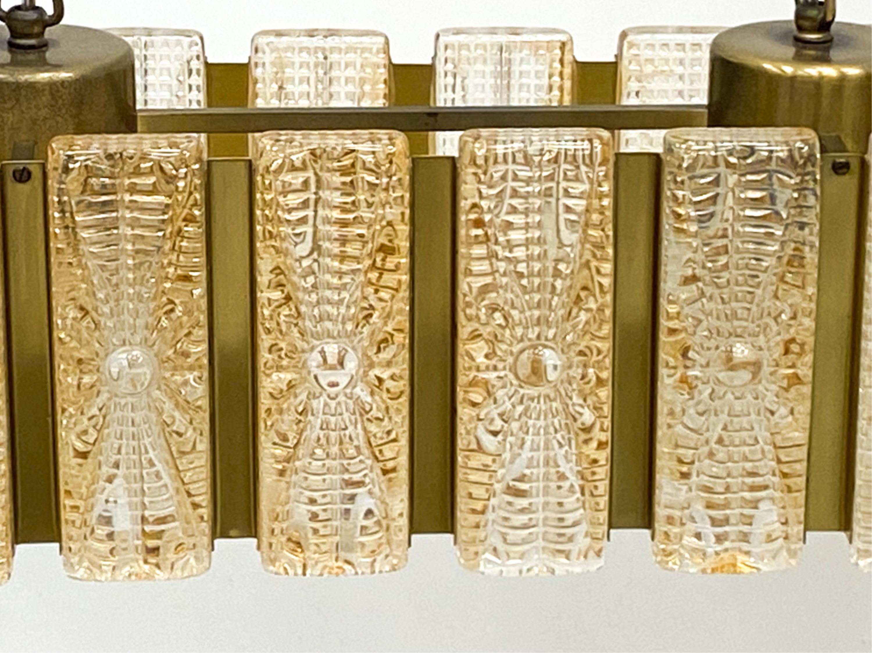 Viktra Danish Brass & Glass Pendant Light C.1960's In Good Condition For Sale In Norwalk, CT