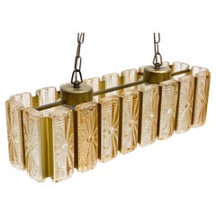 Vintage Viktra Danish Brass & Glass Pendant Light C.1960's