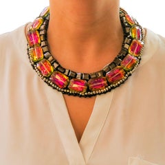 Vilaiwan Necklace with Rainbow Crystal, Hematite and Onyx, Rare Piece