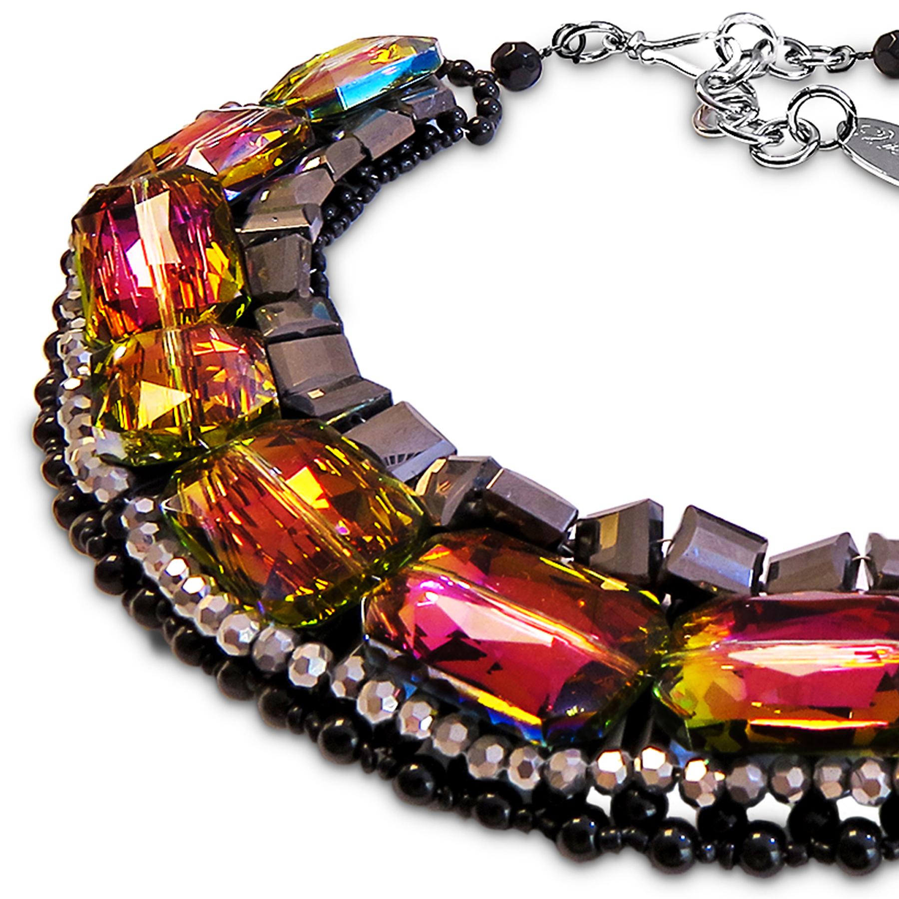 Women's Vilaiwan Necklace with Rainbow Crystal, Hematite and Onyx, Rare Piece For Sale