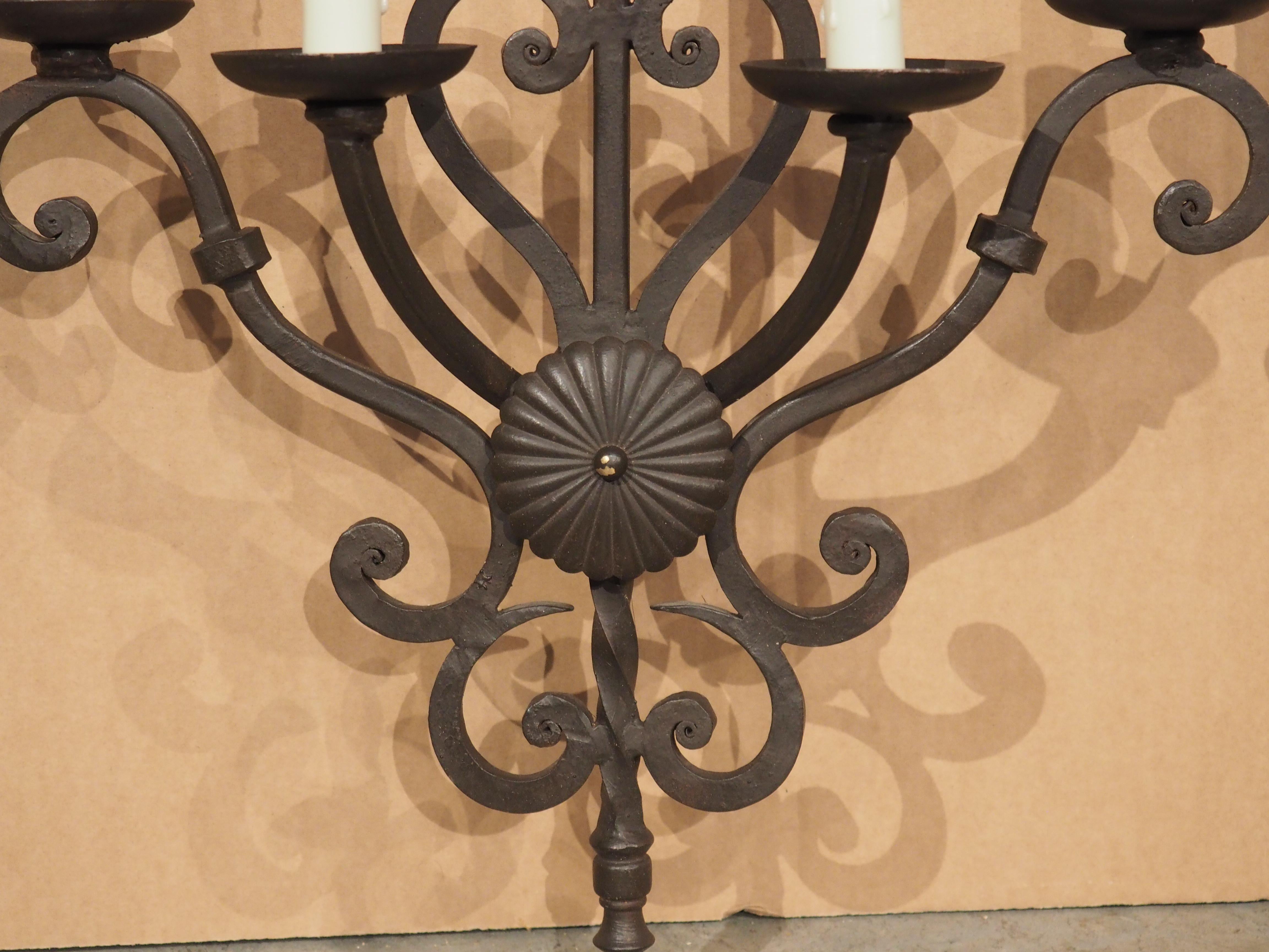 American Vilamoura Hand Wrought Iron 4 Light Wall Sconce For Sale