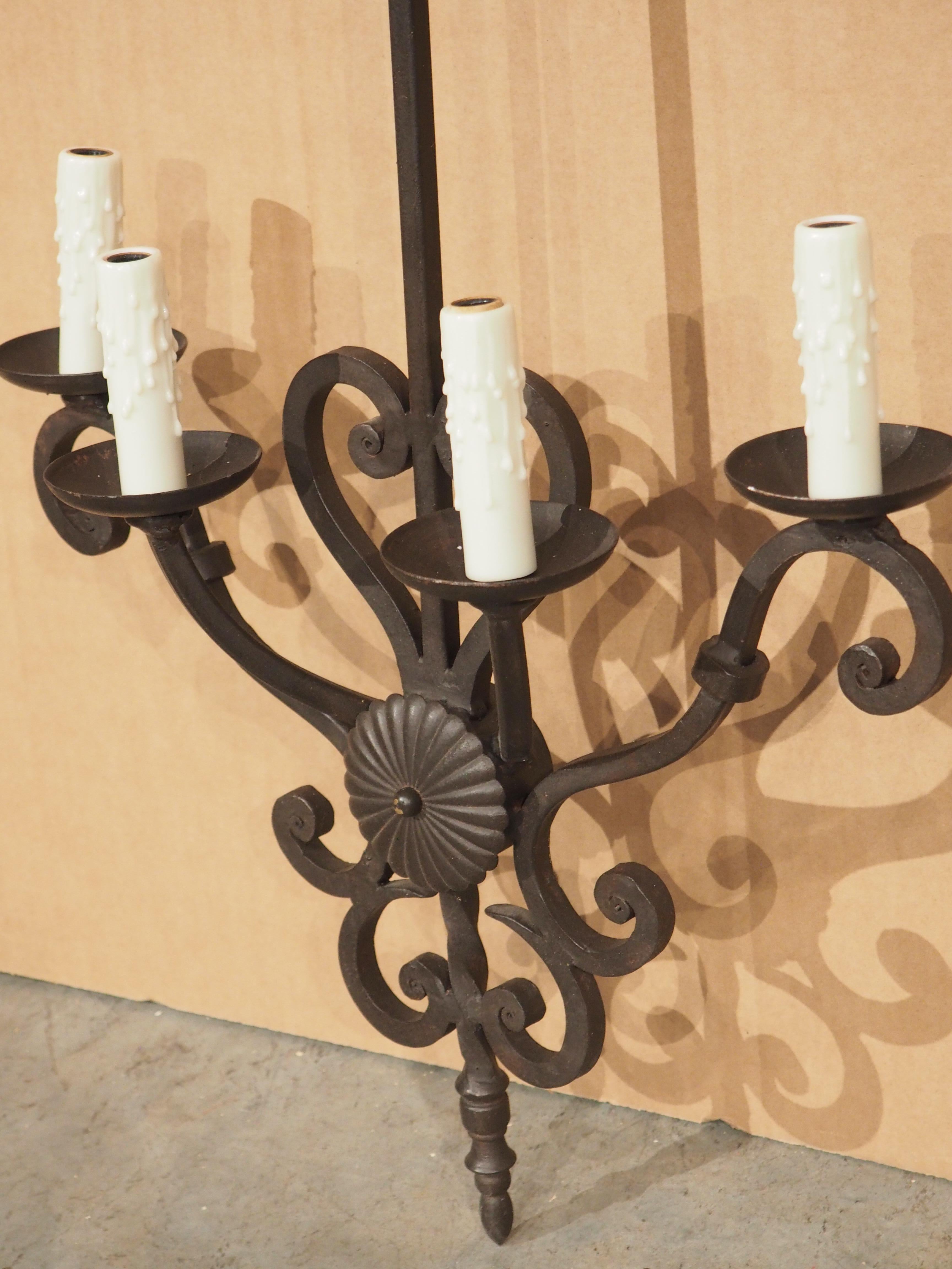 Vilamoura Hand Wrought Iron 4 Light Wall Sconce In Good Condition For Sale In Dallas, TX