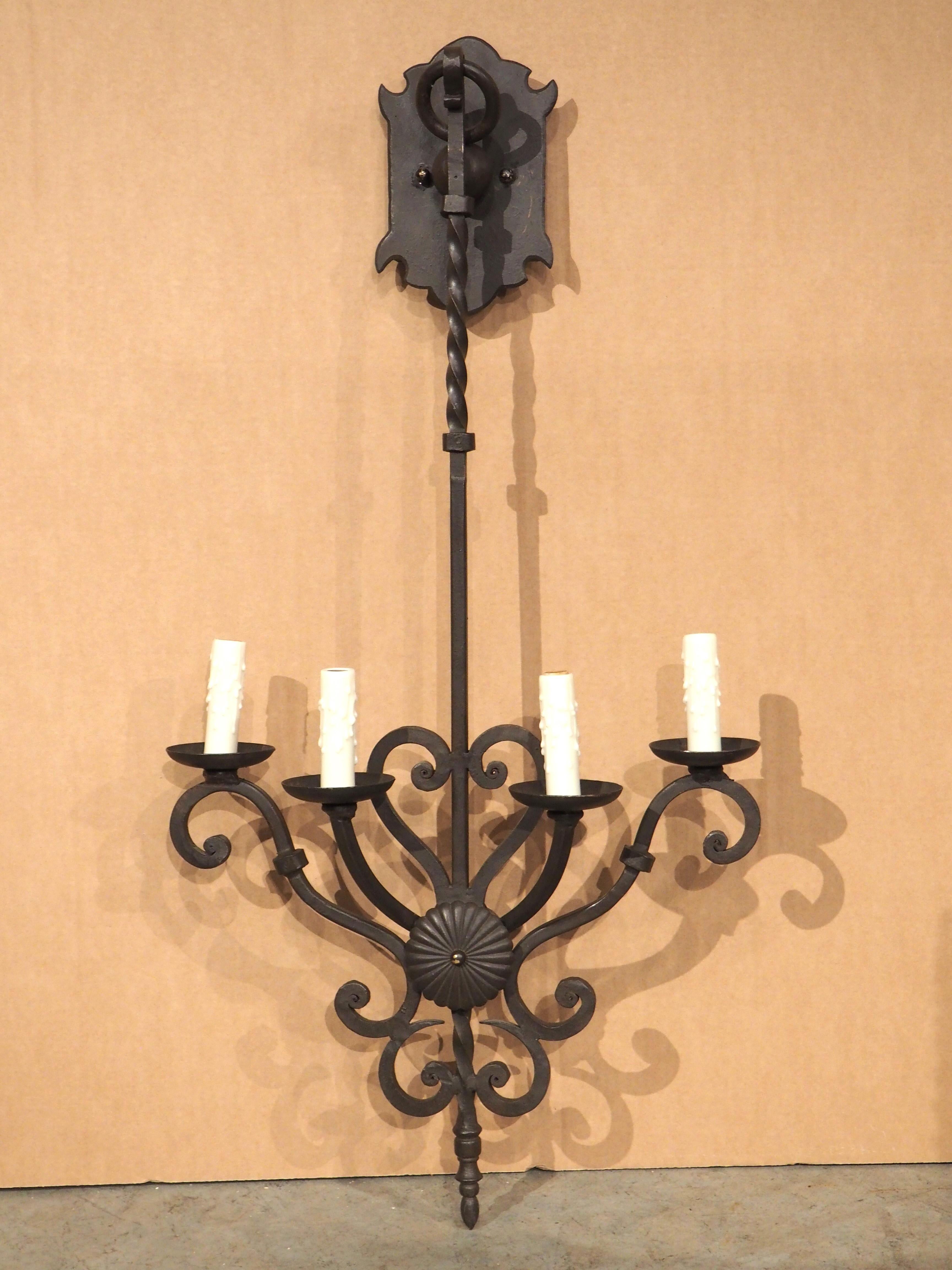Vilamoura Hand Wrought Iron 4 Light Wall Sconce For Sale 1