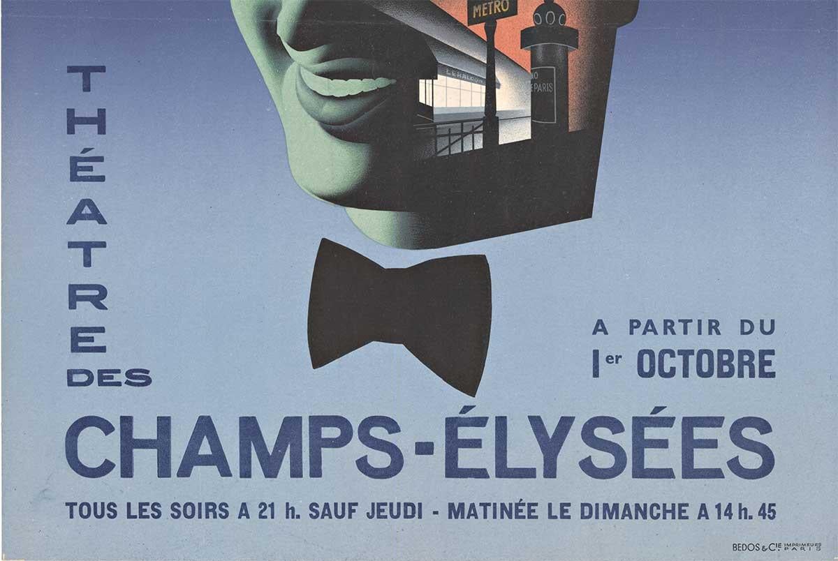 Original Theatre des Champs - Elysees vintage French poster - Print by Vilato Badia