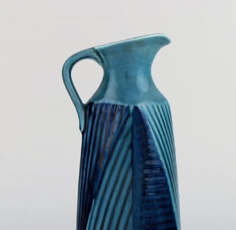Scandinavian Modern Vilhelm Bjerke Petersen for Rörstrand, Fasett Jug in Glazed Ceramics For Sale