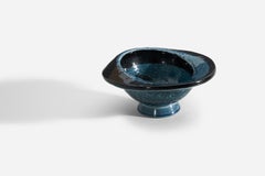 Vilhelm Bjerke-Petersen, Bowl, Blue-Glazed Stoneware, Rörstrand, Sweden, 1960s