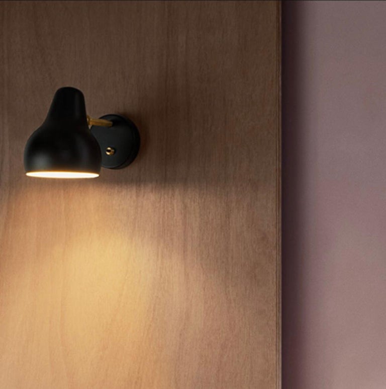 Vilhelm Lauritzen 'Radiohus' sconce for Louis Poulsen in black.

Originally designed in the 1930s by Vilhelm Lauritzen in partnership with Louis Poulsen for the construction of the Radiohuset building in Copenhagen, which is now home to the Royal