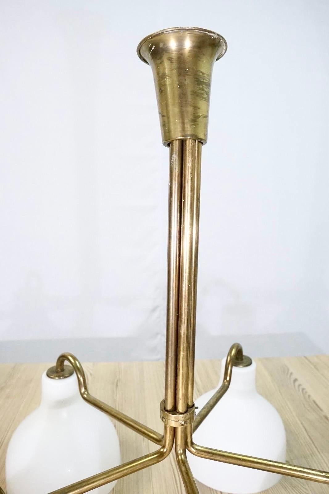 Vilhelm Lauritzen Brass Chandelier Manufactured by Louis Poulsen 1950’s 1