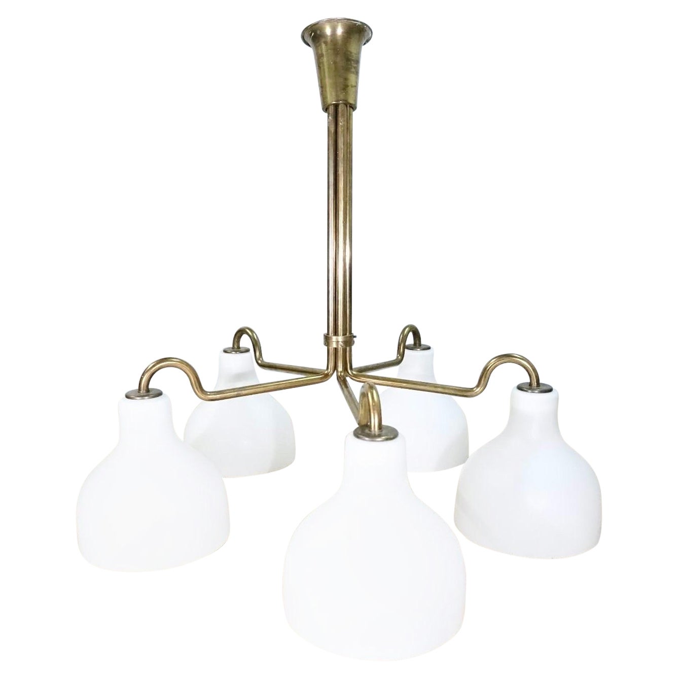 Vilhelm Lauritzen Brass Chandelier Manufactured by Louis Poulsen 1950’s