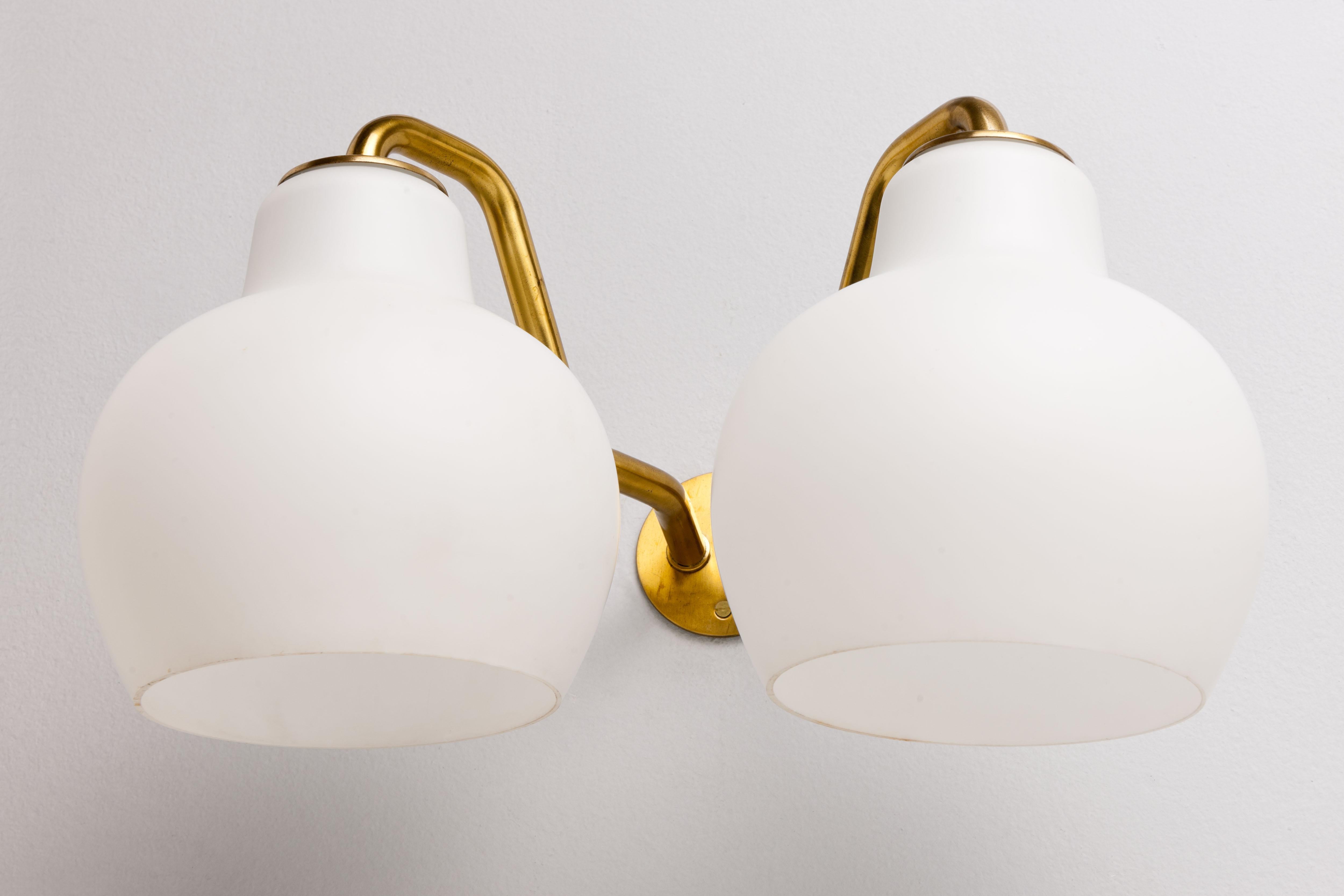 Opaline Glass Vilhelm Lauritzen Double 'Ring Crown' Wall Lamp by Louis Poulsen