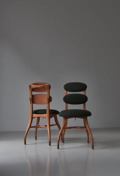 Vilhelm Lauritzen „Musician Chair“ aus Eiche, Messing und Stoff, Kopenhagen, 1942