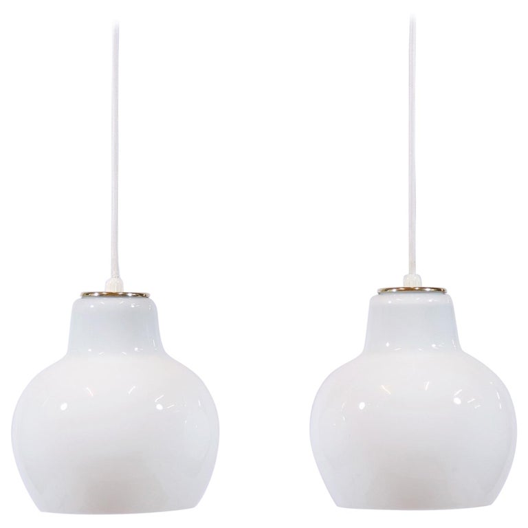 Vilhelm Lauritzen Pair Of B G Pendants In Opaline Glass And Brass Louis Poulsen For Sale At 1stdibs Vilhelm Lauritzen Pair Of B G Pendants In Opaline Glass And Brass Louis Poulsen For Sale At 1stdibs