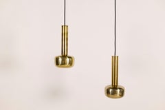 Vilhelm Lauritzen, Pair of Brass Pendants Lamps, Louis Poulsen, Denmark, 1950s