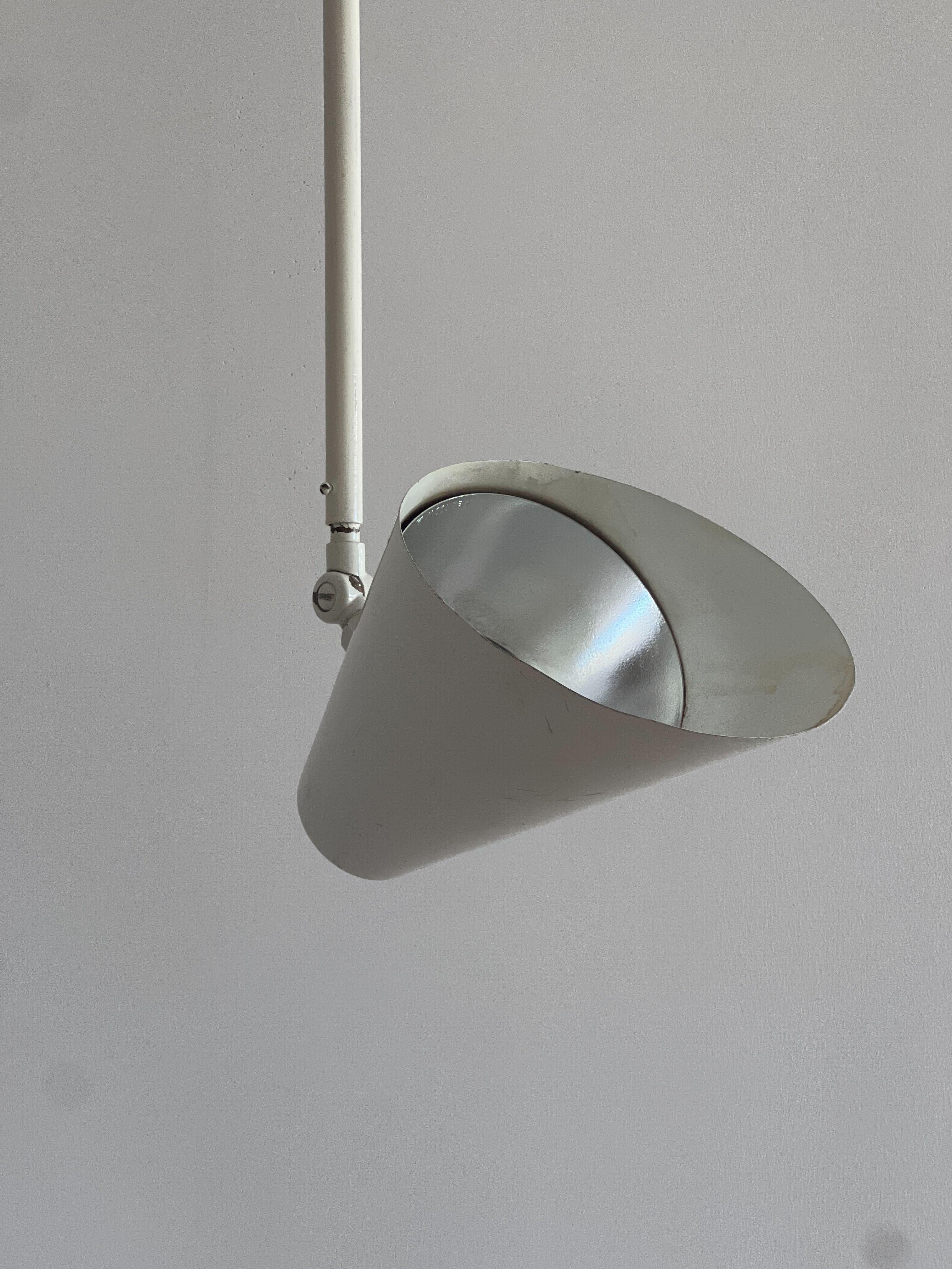 Vilhelm Lauritzen, Pendant Lights, White Lacquered Metal, Denmark, 1950s In Good Condition In High Point, NC