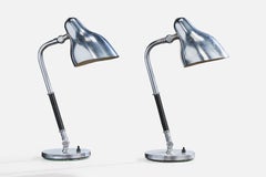 Vilhelm Lauritzen, Lámparas de mesa, Cromo, Baquelita, Dinamarca, Década de 1940