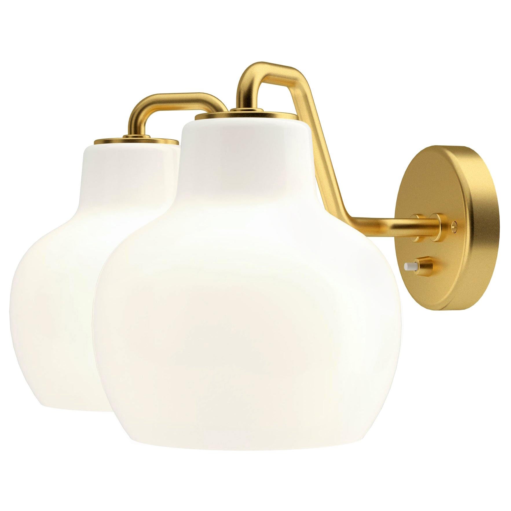 Vilhelm Lauritzen VL-2 Brass and Glass Wall Lamp for Louis Poulsen