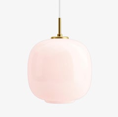 Vilhelm Lauritzen VL 45 'Radiohus' Pendant Ø250 in Brass and Pale Rose Glass