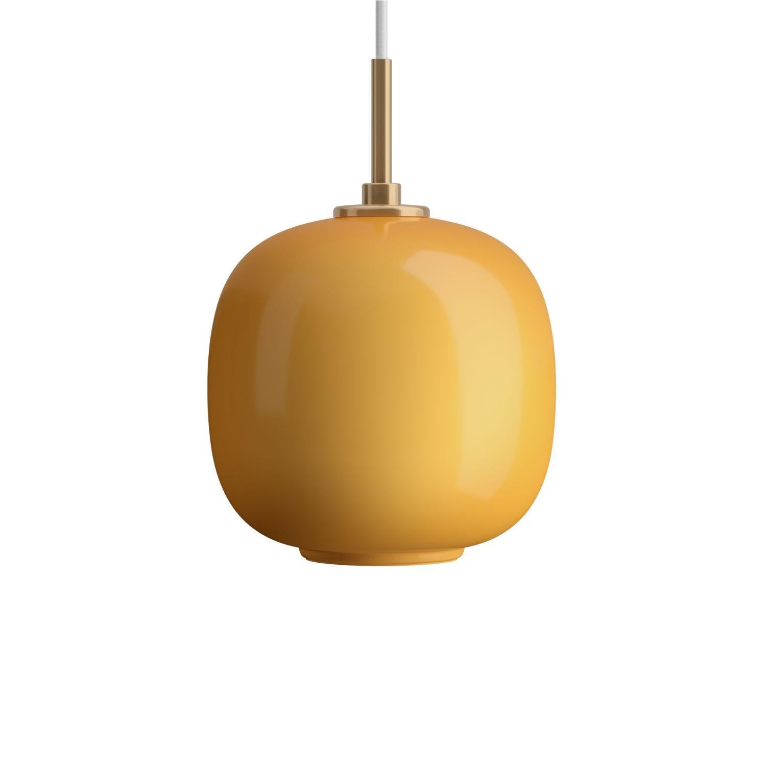 Metal Vilhelm Lauritzen VL45 'Radiohus' Pendant in Amber Glass for Louis Poulsen For Sale
