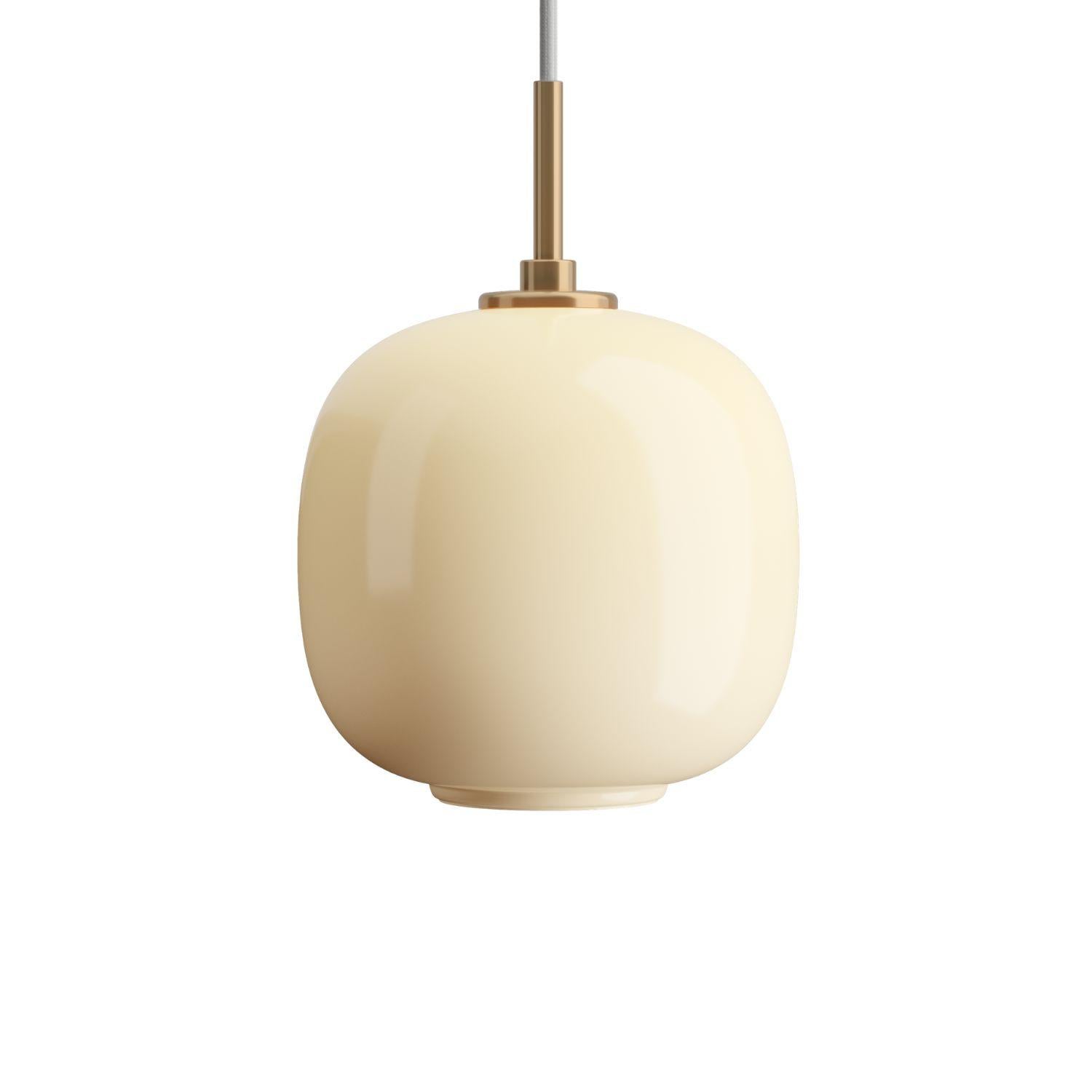 Scandinavian Modern Vilhelm Lauritzen VL45 'Radiohus' Pendant in Pale Yellow Glass for Louis Poulsen For Sale