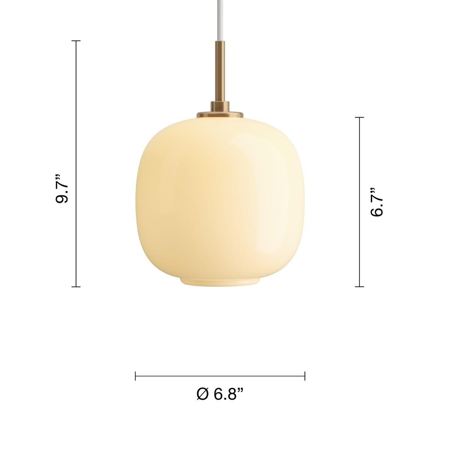 Danish Vilhelm Lauritzen VL45 'Radiohus' Pendant in Pale Yellow Glass for Louis Poulsen For Sale