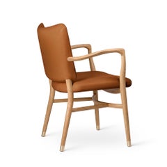 Vilhelm Lauritzen 'VLA61' Chair in Oak Oil and Leather for Carl Hansen & Son