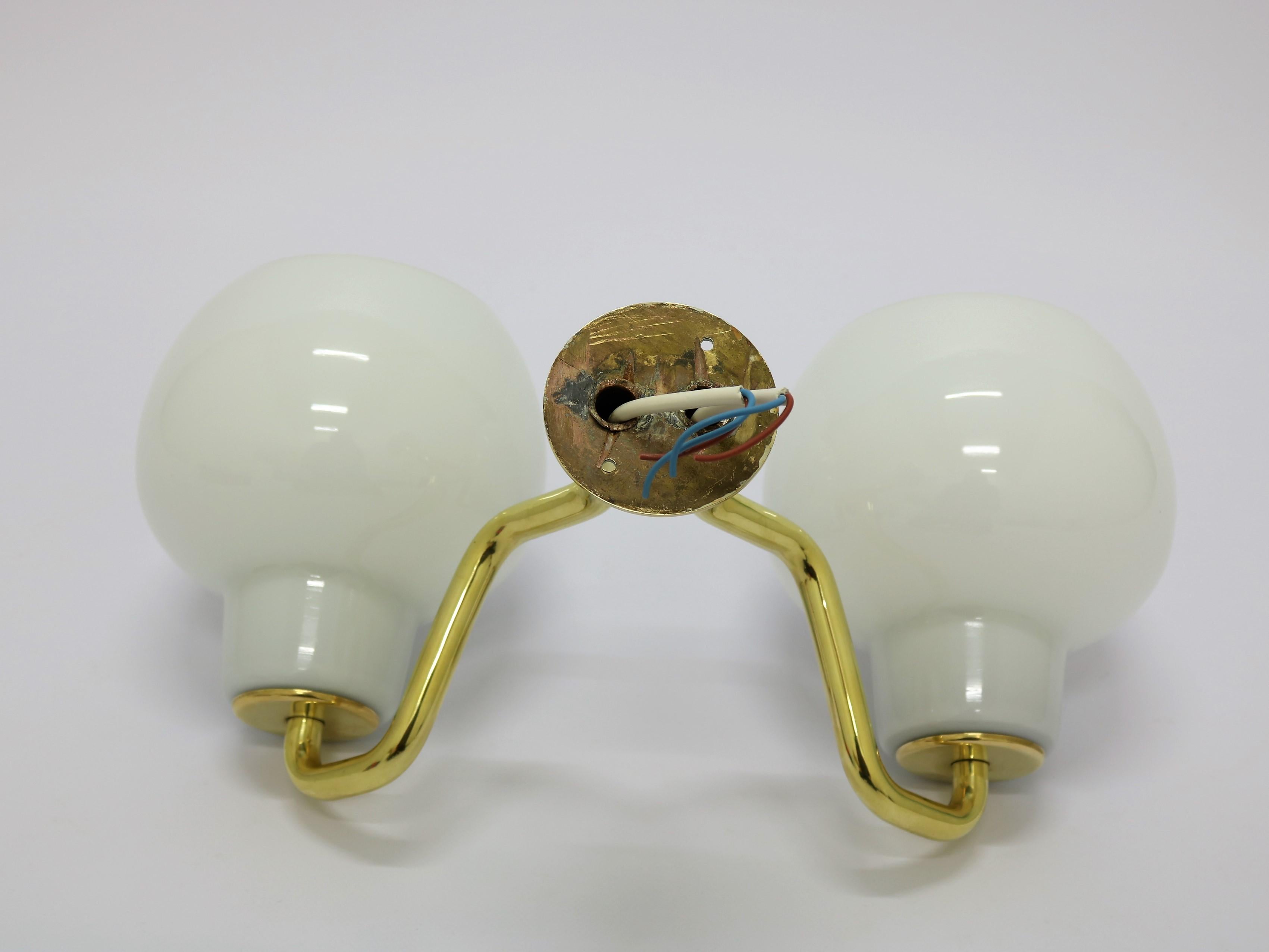 Vilhelm Lauritzen Wall Lamp in Brass and Opal Glass 3