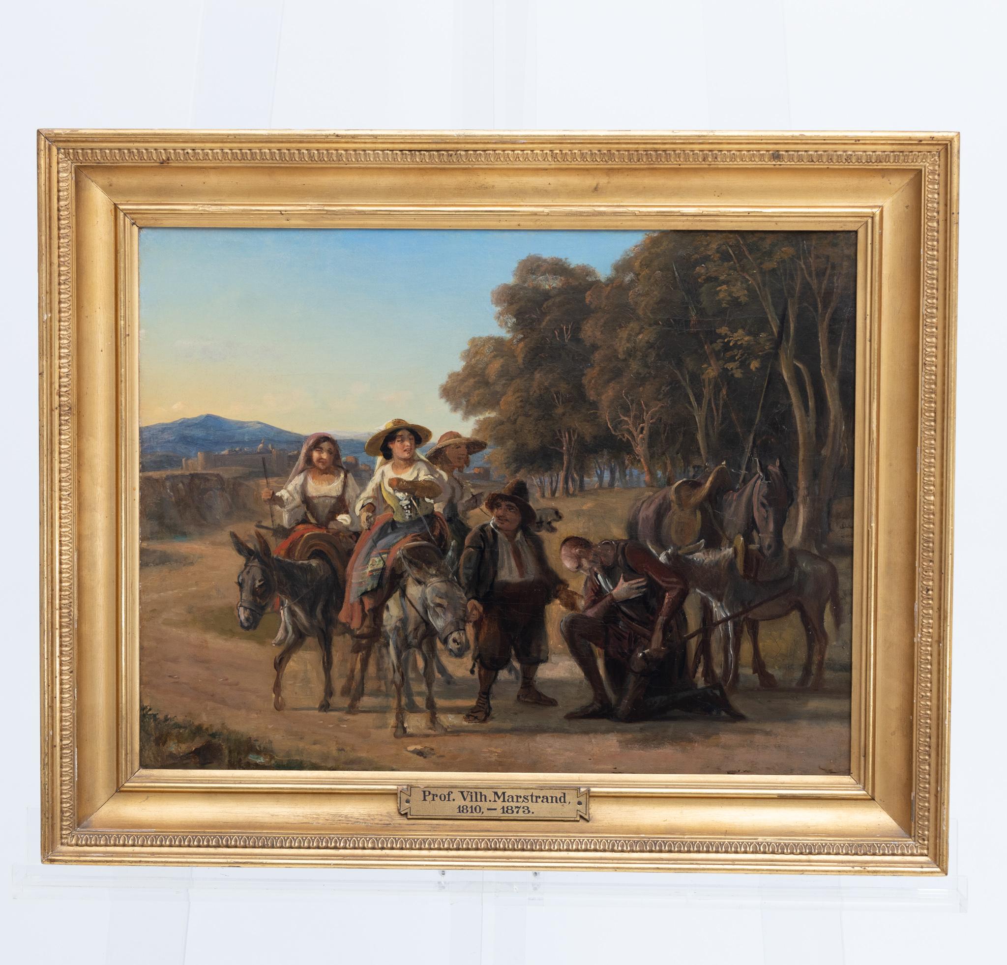 Wilhelm Marstrand (1810-1873), Don Quichote und Sancho Pansa. Oil on canvas with a very nice frame: 45,5 x 57 cm. 