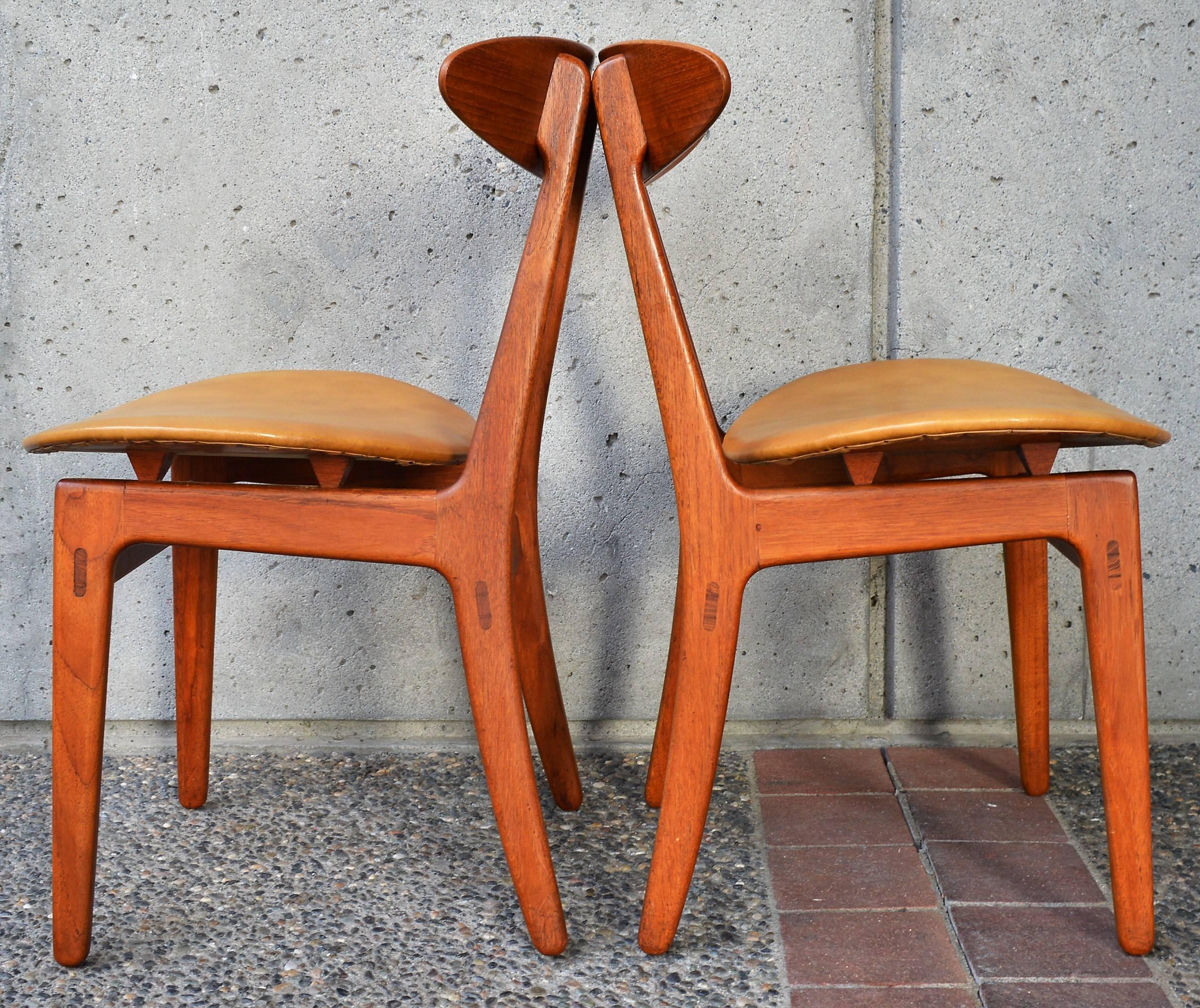Vilhelm Wohlert Danish Teak Dining Chairs, Set of Six, Mustard Vinyl 2