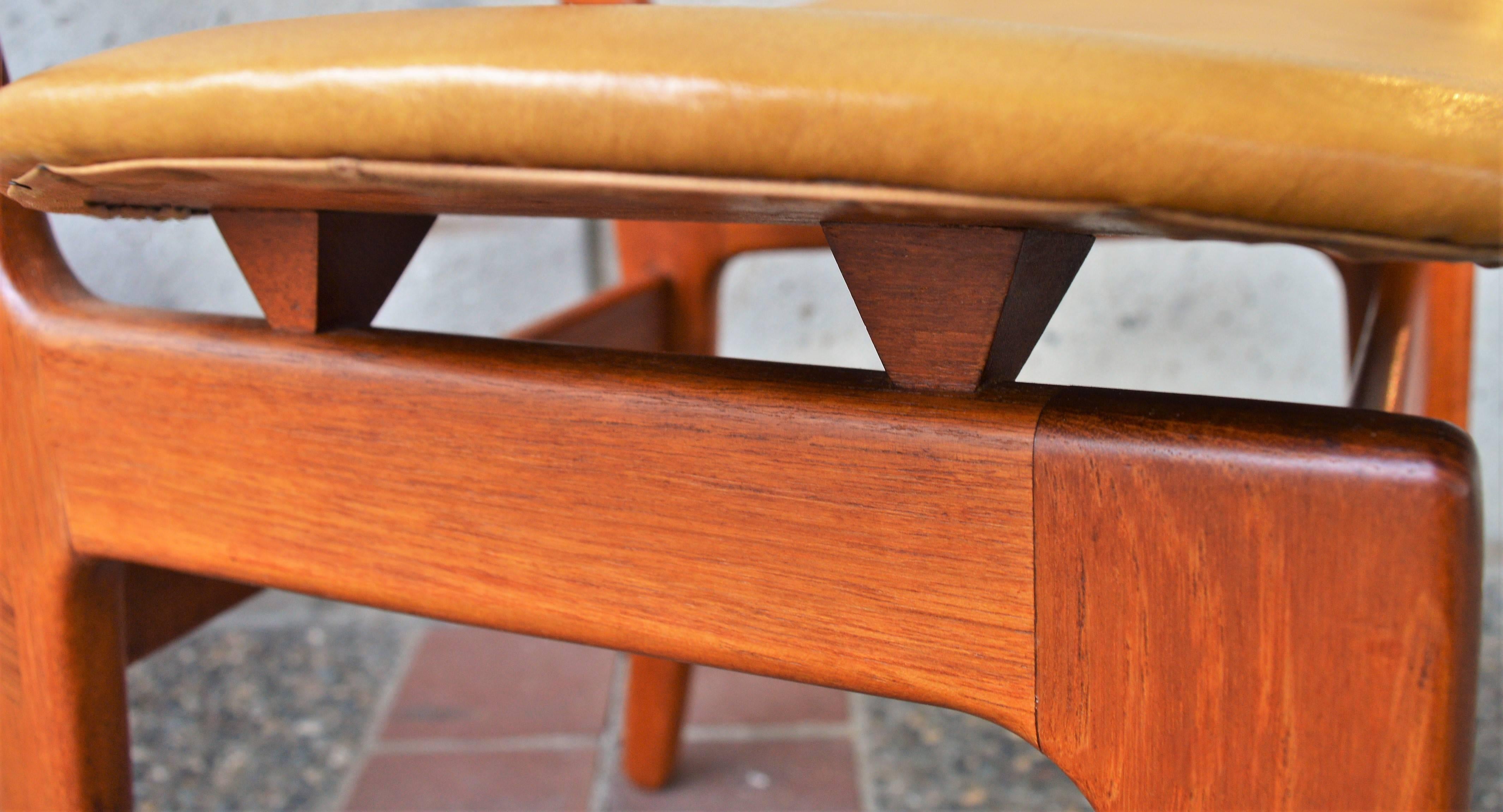 Mid-20th Century Vilhelm Wohlert Danish Teak Dining Chairs, Set of Six, Mustard Vinyl