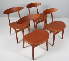 Vilhelm Wohlert Dining Chairs in Oak and Aniline Leather, Denmark, 1960's