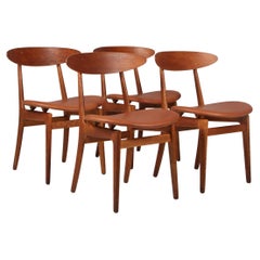Vilhelm Wohlert Dining Chairs in Oak and Aniline Leather, Denmark, 1960's