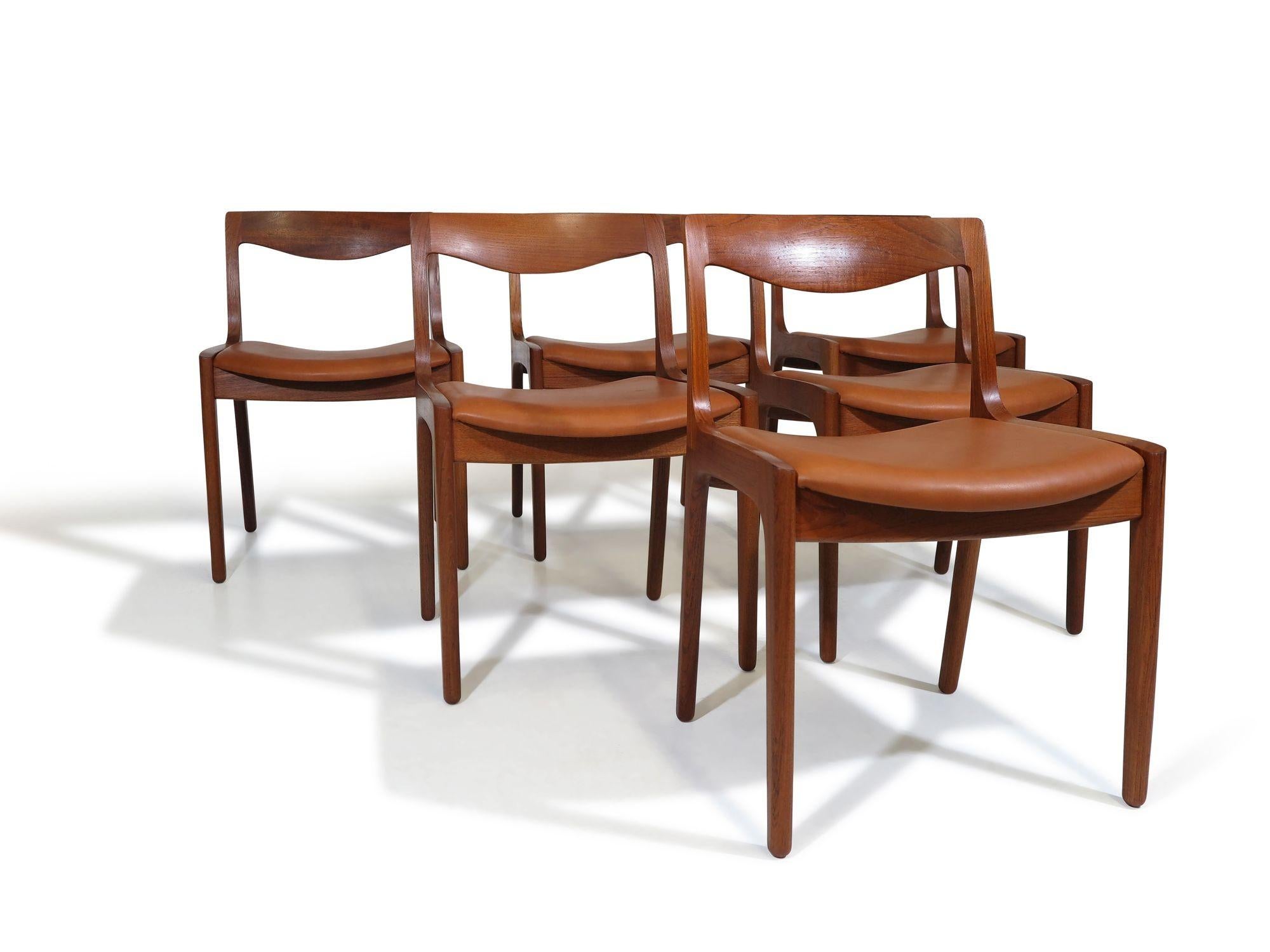 Scandinavian Modern Vilhelm Wohlert for Poul Jeppesen's Teak Dining Chairs For Sale
