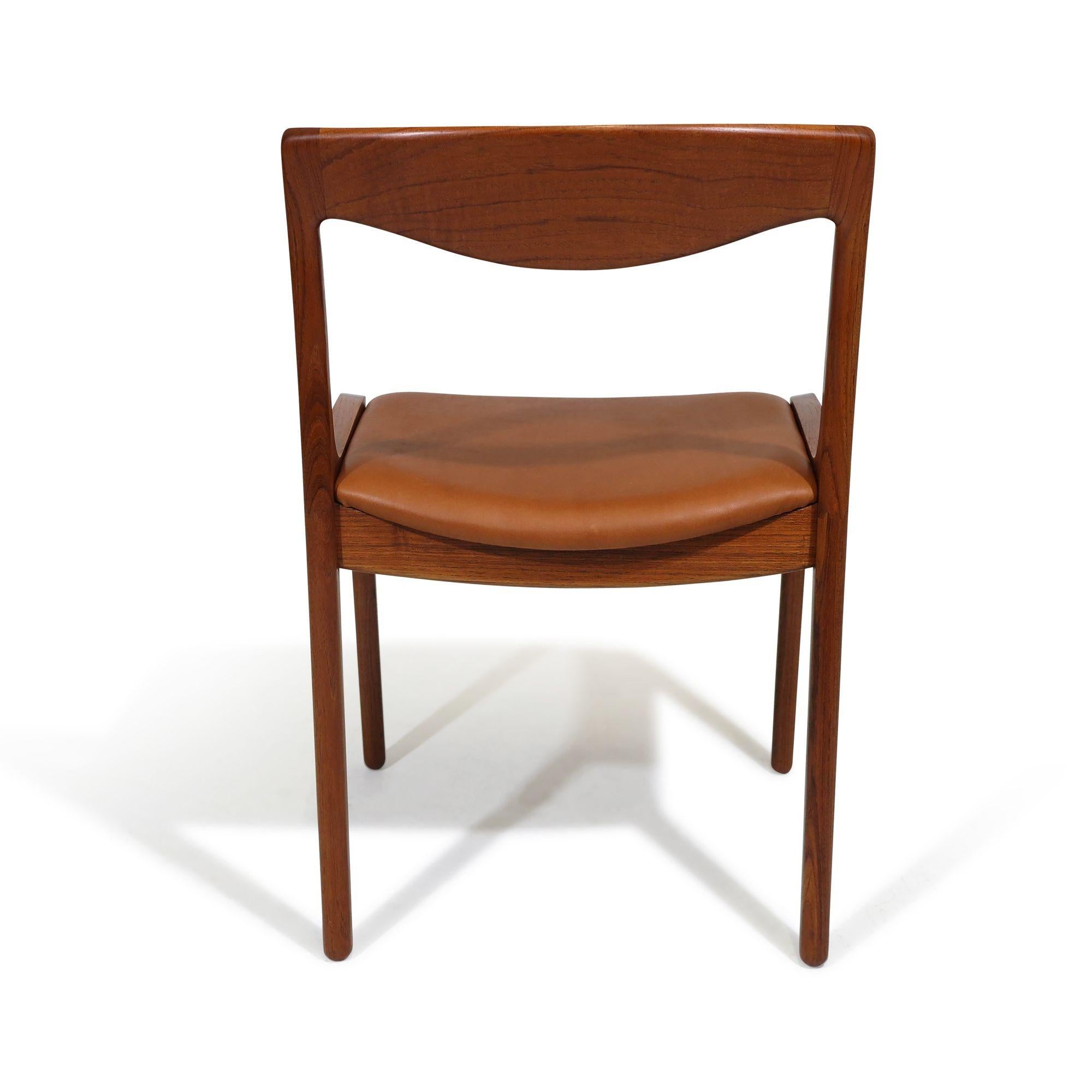 Leather Vilhelm Wohlert for Poul Jeppesen's Teak Dining Chairs For Sale